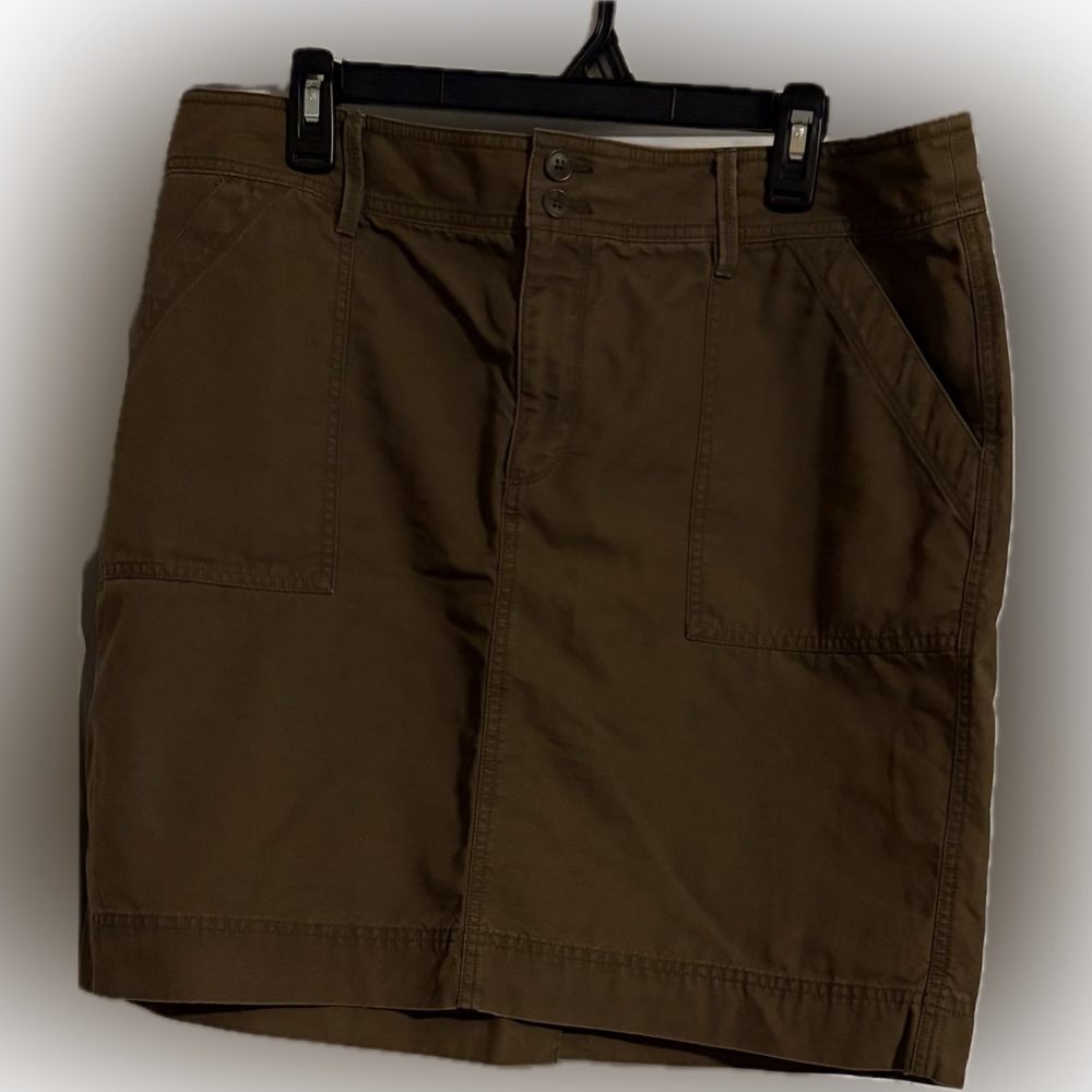 LOFT Women's Army Green/Brown Cargo Skirt - Size 16, Excellent Condition